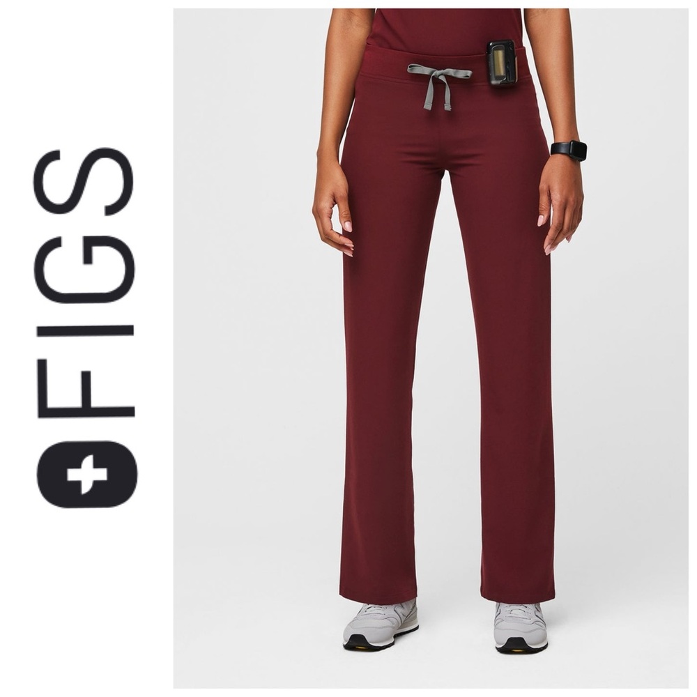 Figs Livingston Basic Scrub Pants Burgundy M